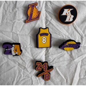 Los Angeles Lakers Kobe Bryant Shoe Charms 6pc Set Purple Gold Basketball NBA